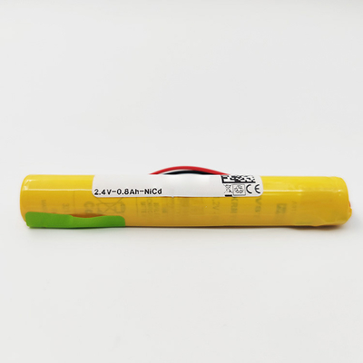 High Temperature Ni-Cd Battery Pack 2.4V 800mAh For Emergency Light Charge &amp; Discharge Temperature -20℃~+70℃